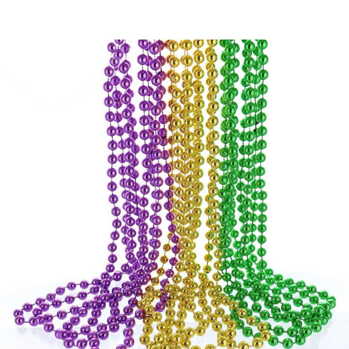 72 Count Mardi Gras Green, Purple, and Gold Metallic Beads