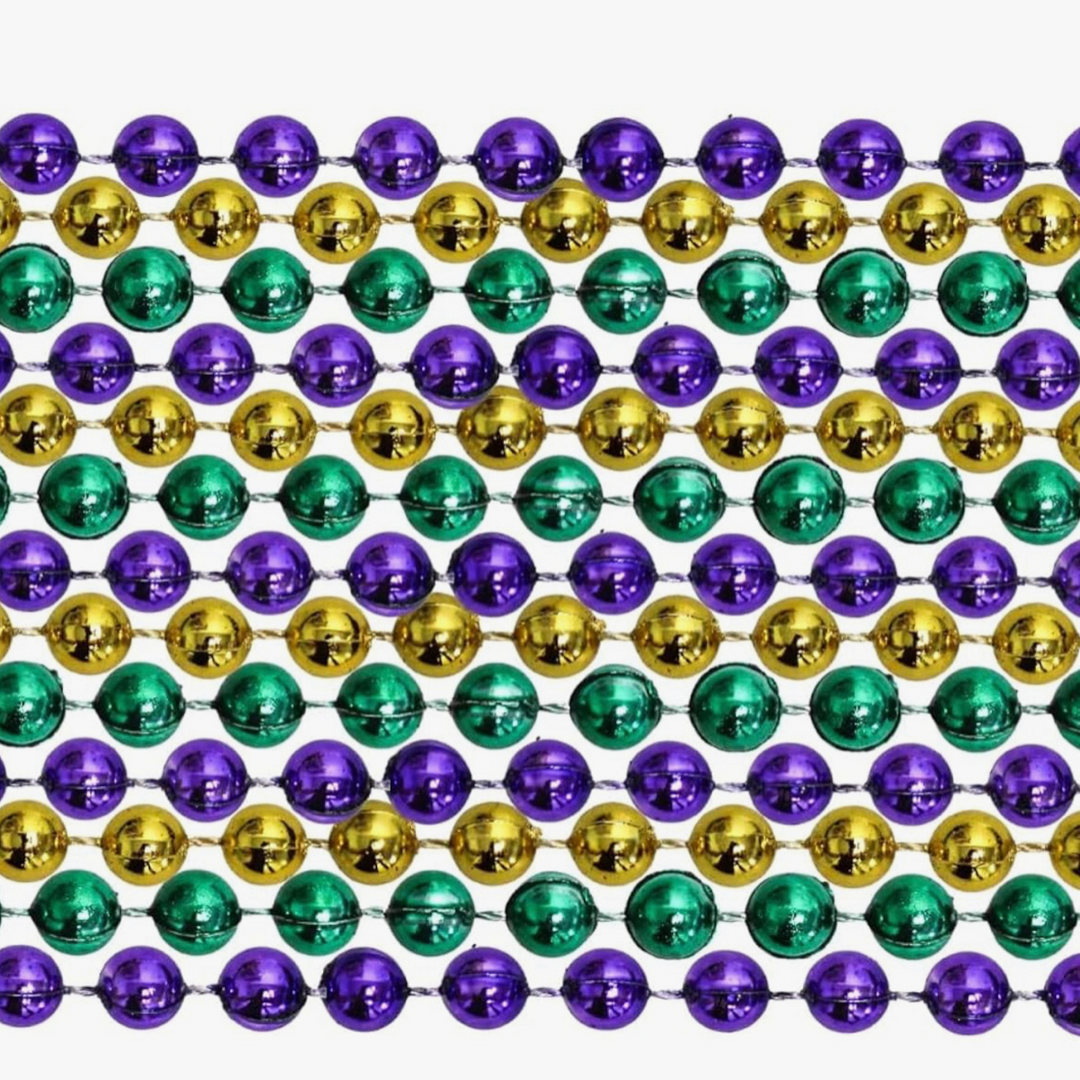 72 Count Mardi Gras Green, Purple, and Gold Metallic Beads