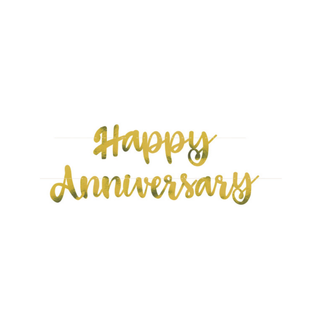 Gold Happy Anniversary Party Banner