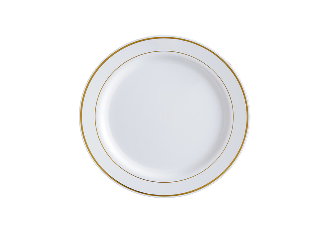 gold and white dessert plates