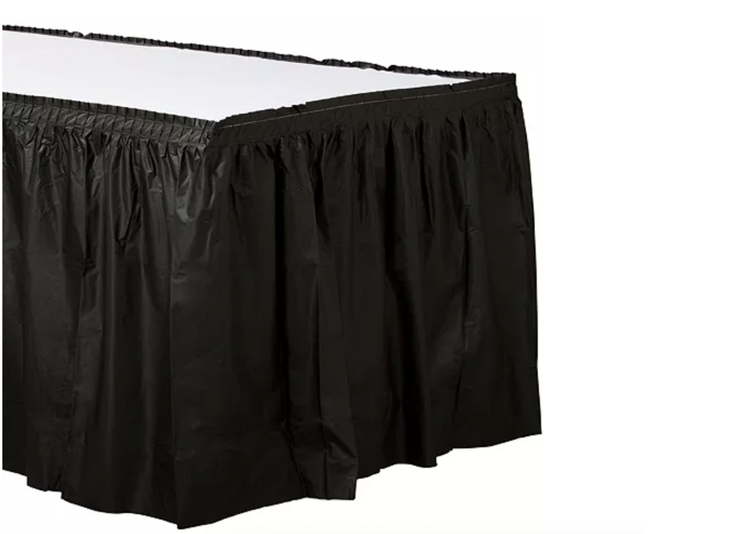 Black Disposable Plastic Table Skirt near me