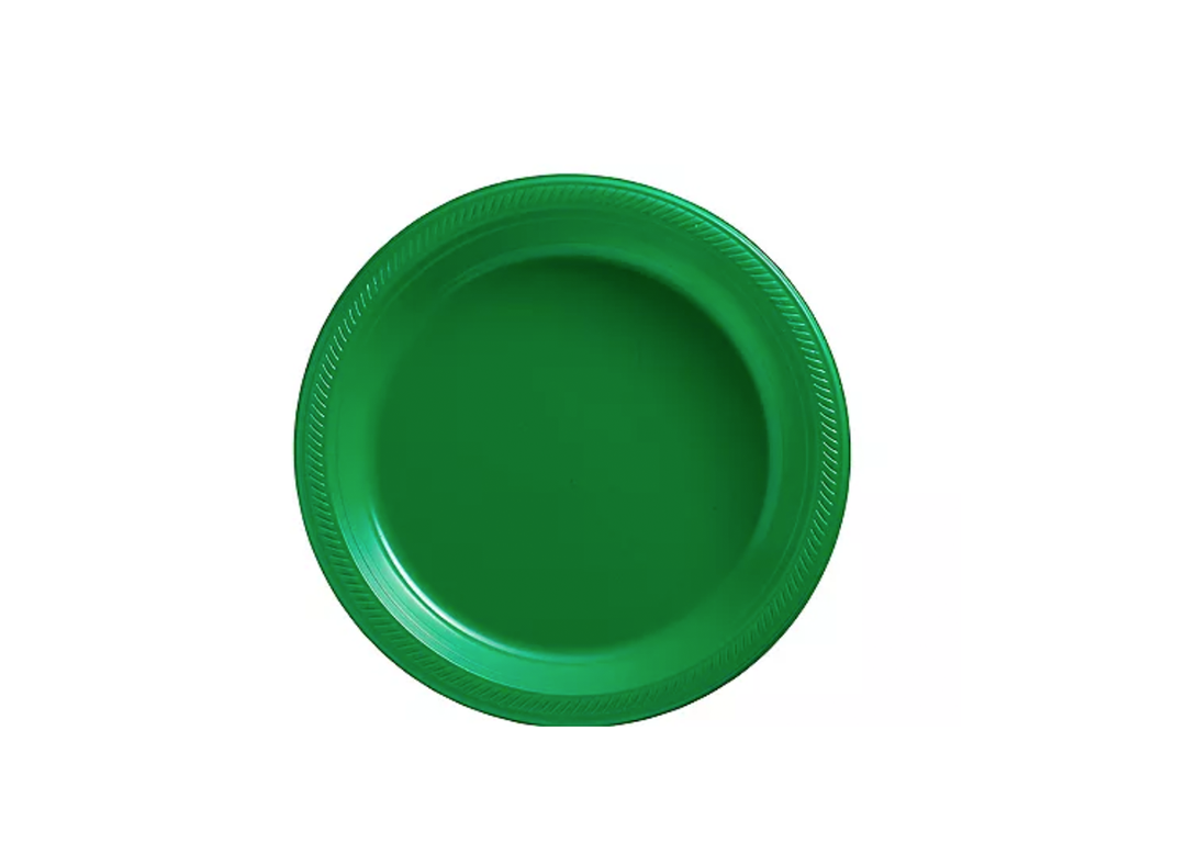 green dessert plate