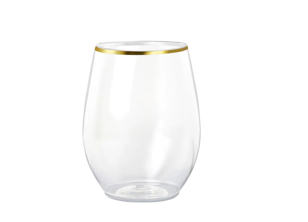 Gold trim Plastic wine glass