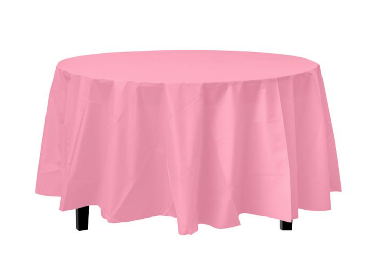 Pink Plastic Round Table Cover