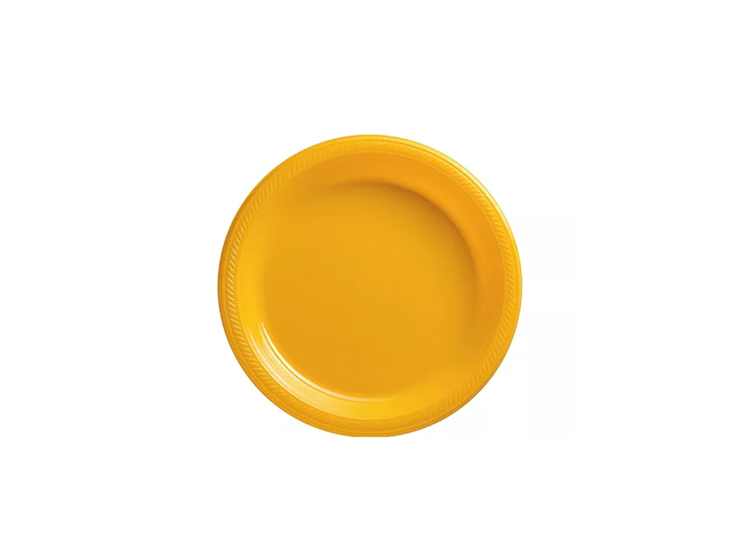 yellow plastic dessert plate