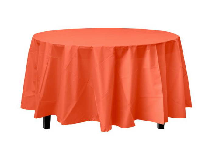 Orange Plastic Round Table Cover