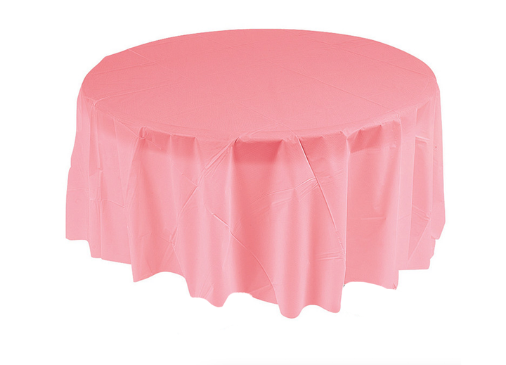 Pink Plastic Round Table Cover