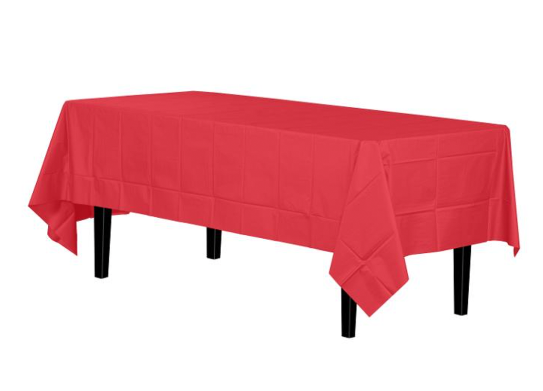 Red plastic table cover